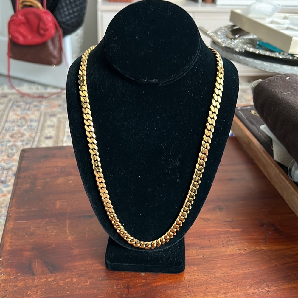 Vintage Gold Curb Chain Necklace 24”